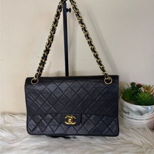 Chanel double flap Black Caviar  leather  Bag